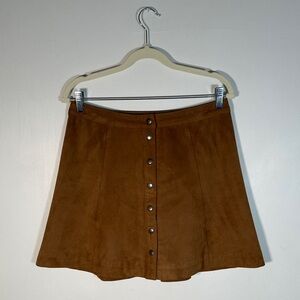 Abercrombie & Fitch Mini Skirt Button-Front Brown Suede Size 8